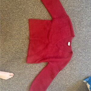 Lovers + Friends Deep Red V-Neck Sweater